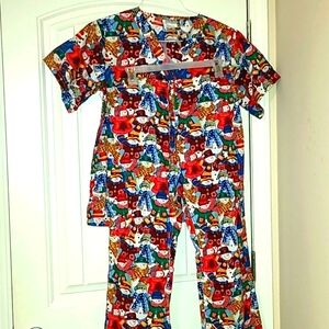 AU Scrubs small Christmas snowman design